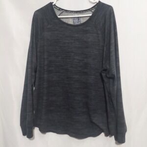Muk Luks Womens 1X Charcoal Pullover Top Raglan Long Sleeves Stretch Soft